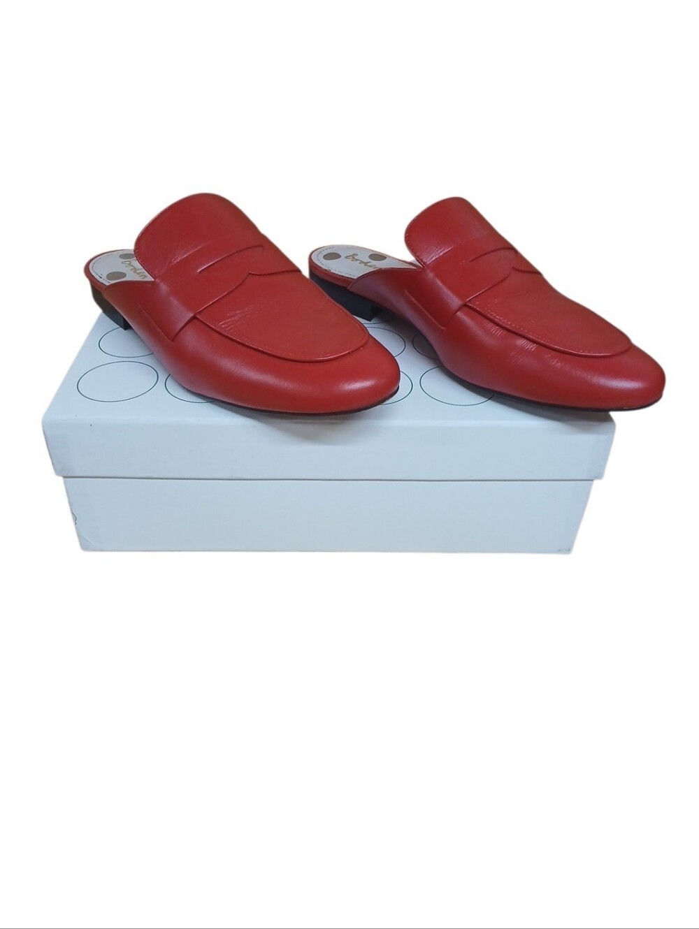 Boden Red Leather Slip-On Mule Loafers Size 37